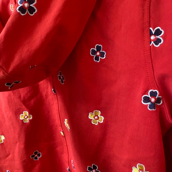Red ModCloth Jacket with Embroidered Flowers - Picture 3 of 4